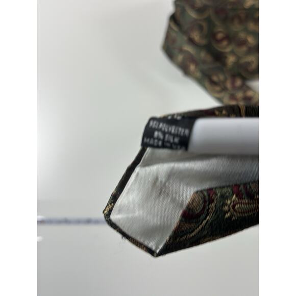 Christian Dior Monsieur Tie Paisley Green Red Gold Silk Blend Vintage USA - Picture 5 of 6